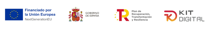 Emblemas de Financiado por la Unión Europea NextGenerationEU, Gobierno de España, Plan de Recuperación, Transformación y Resiliencia, y Kit Digital